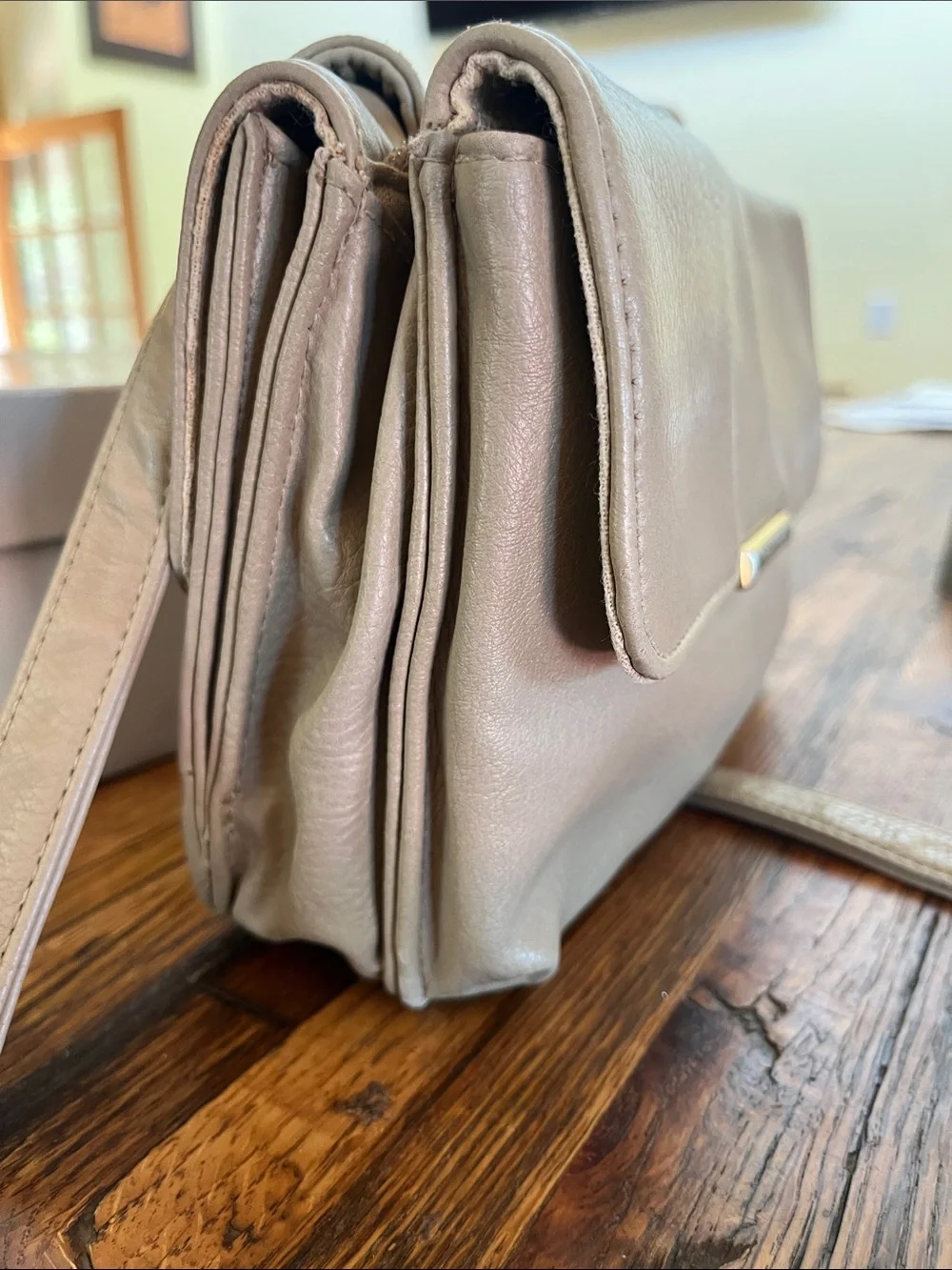 Rosetti Beige Crossbody Bag with Gold Hardware